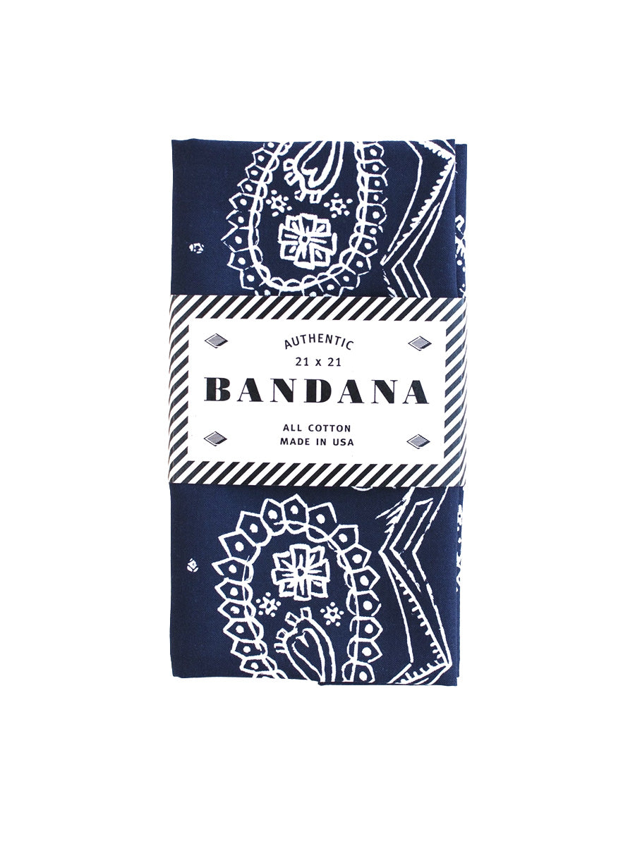Sketched Paisley Bandana - Navy