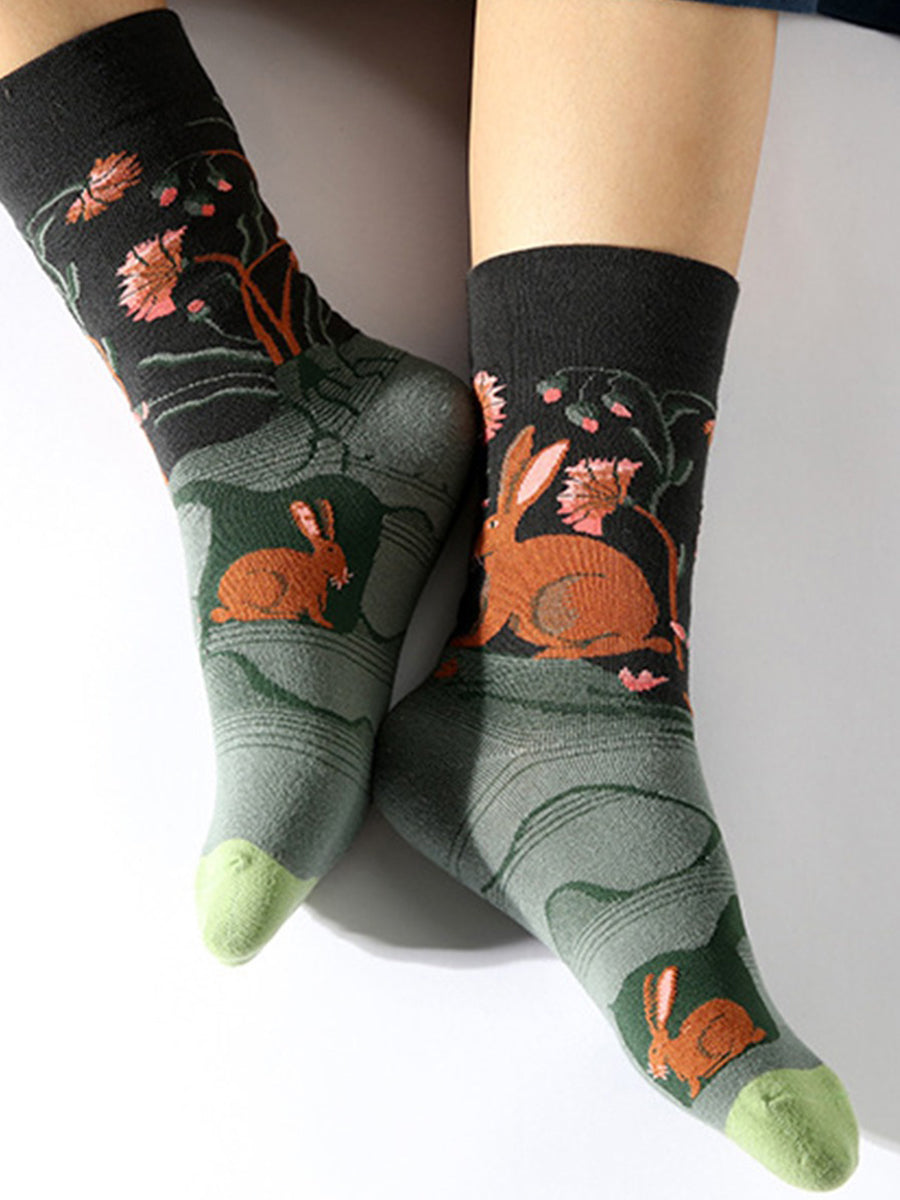 Everyday Patterned Crew Socks - Medieval Lion
