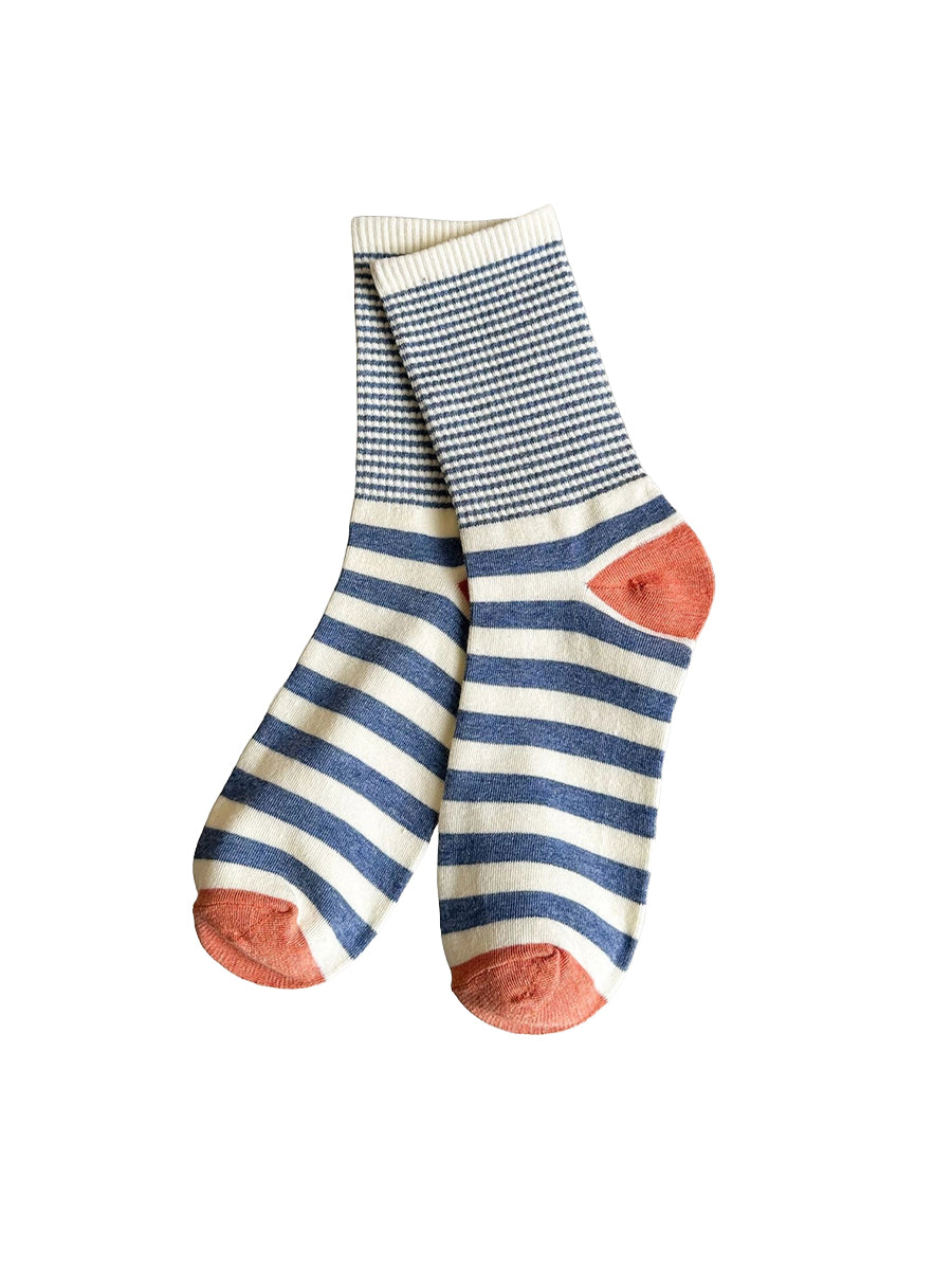 Multi-Stripe Crew Socks - Blue