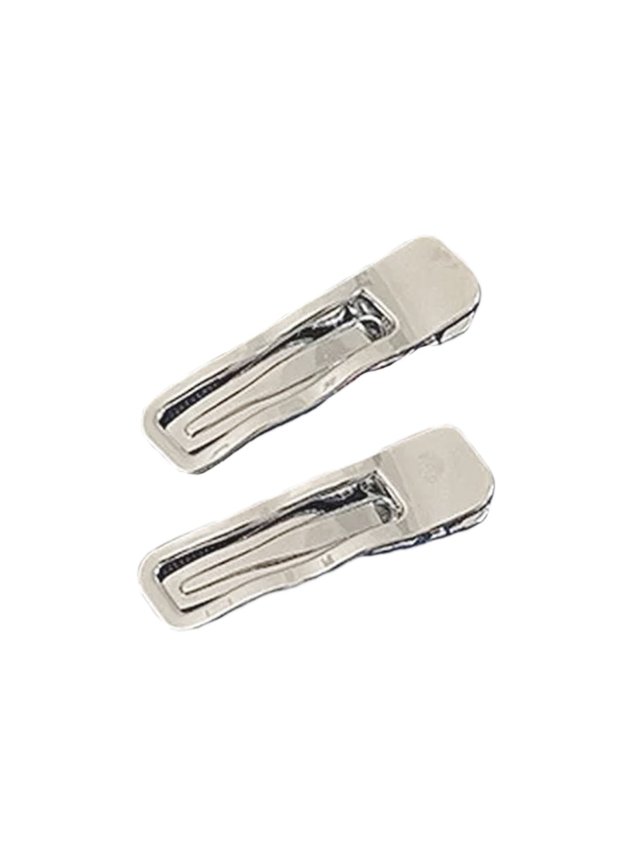Wavy Metallic Silver Hair Clips