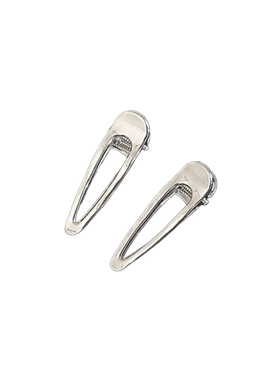 Wavy Metallic Silver Hair Clips