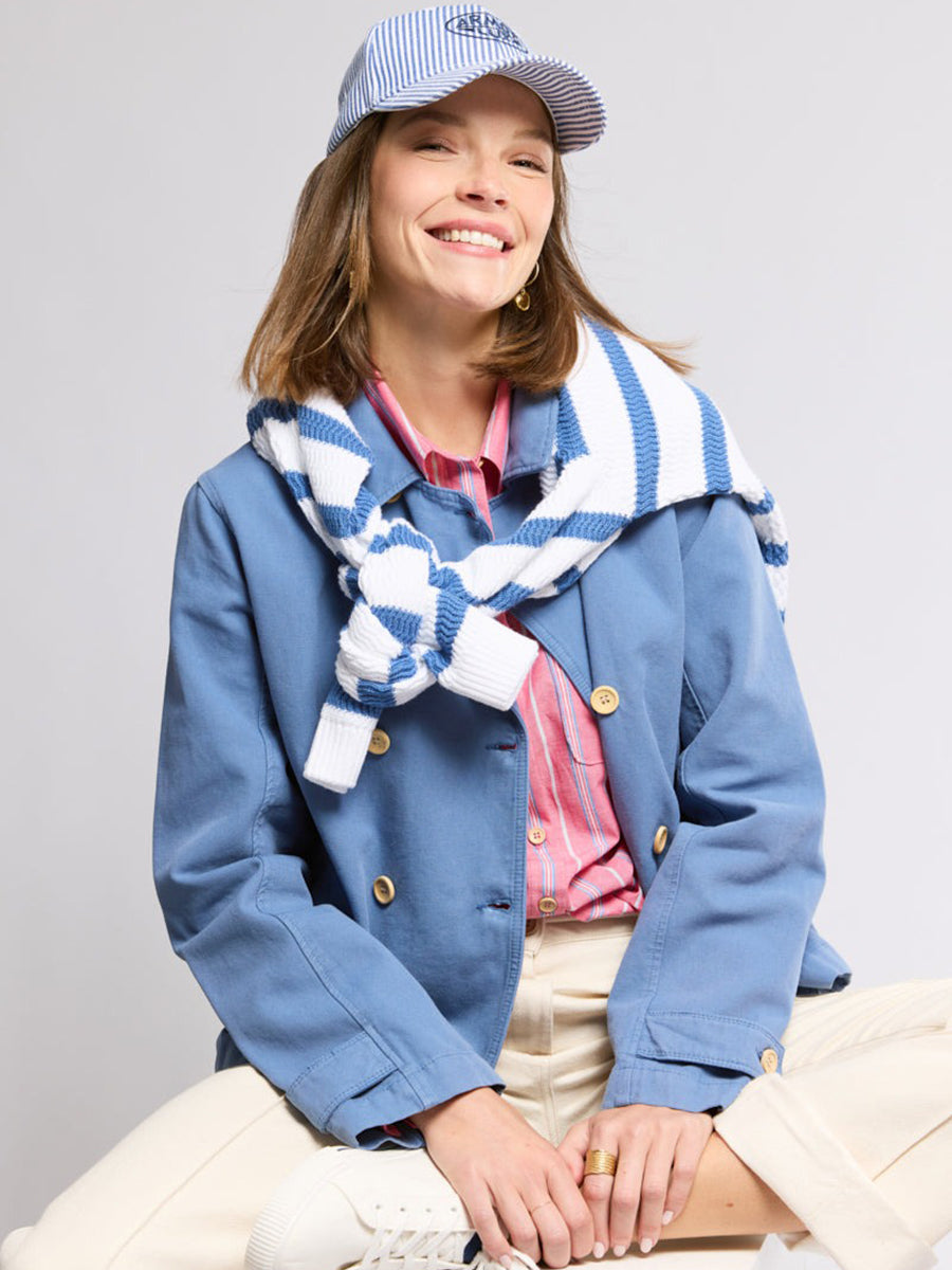 Heritage Cotton Canvas Pea Coat - Federal Blue