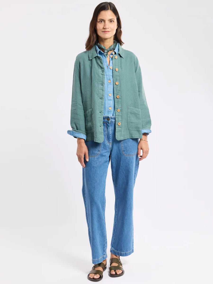 Linen Fisherman's Jacket - Silver Pine
