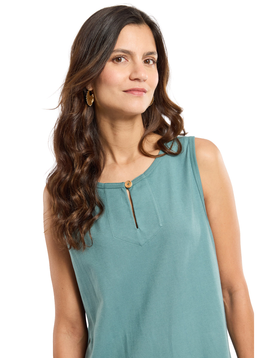 Sleeveless Cotton Midi Dress - Silver Pine