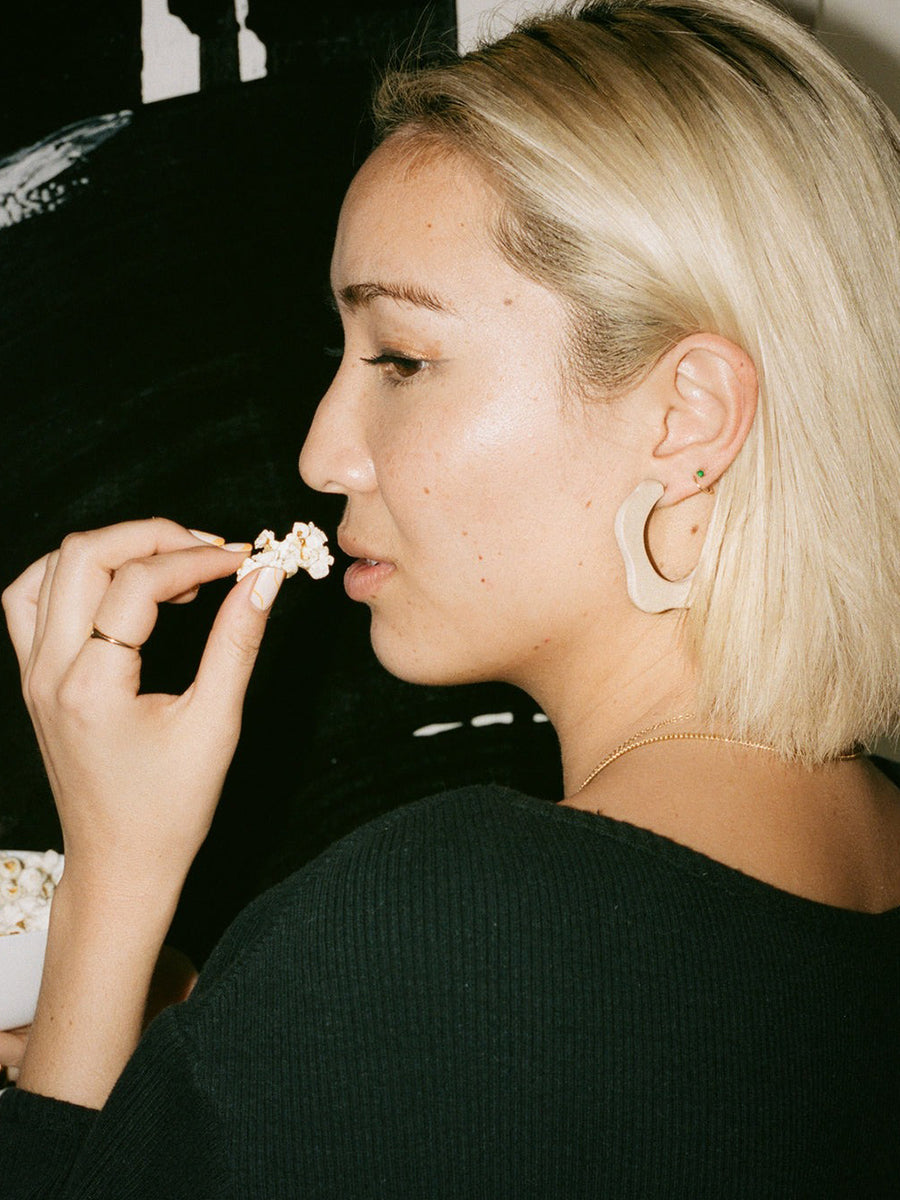 Small Abalone Hoop Earrings - Pearl