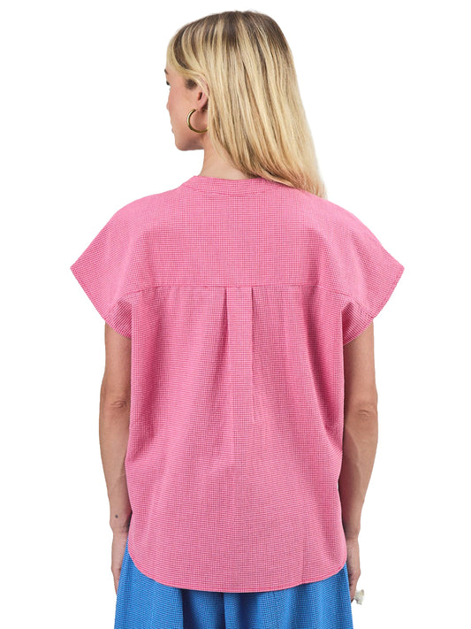 Checks Sleeveless Blouse - Pink