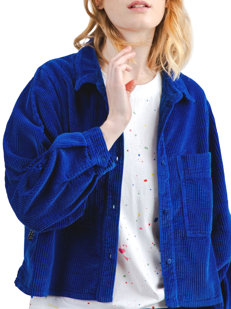 Corduroy Boxy Shirt - Blue