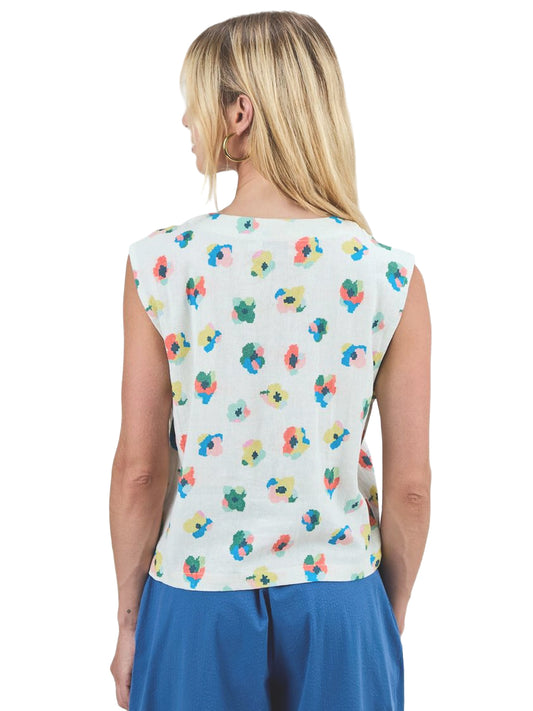 Mini Flower Button Up Blouse - Ecru