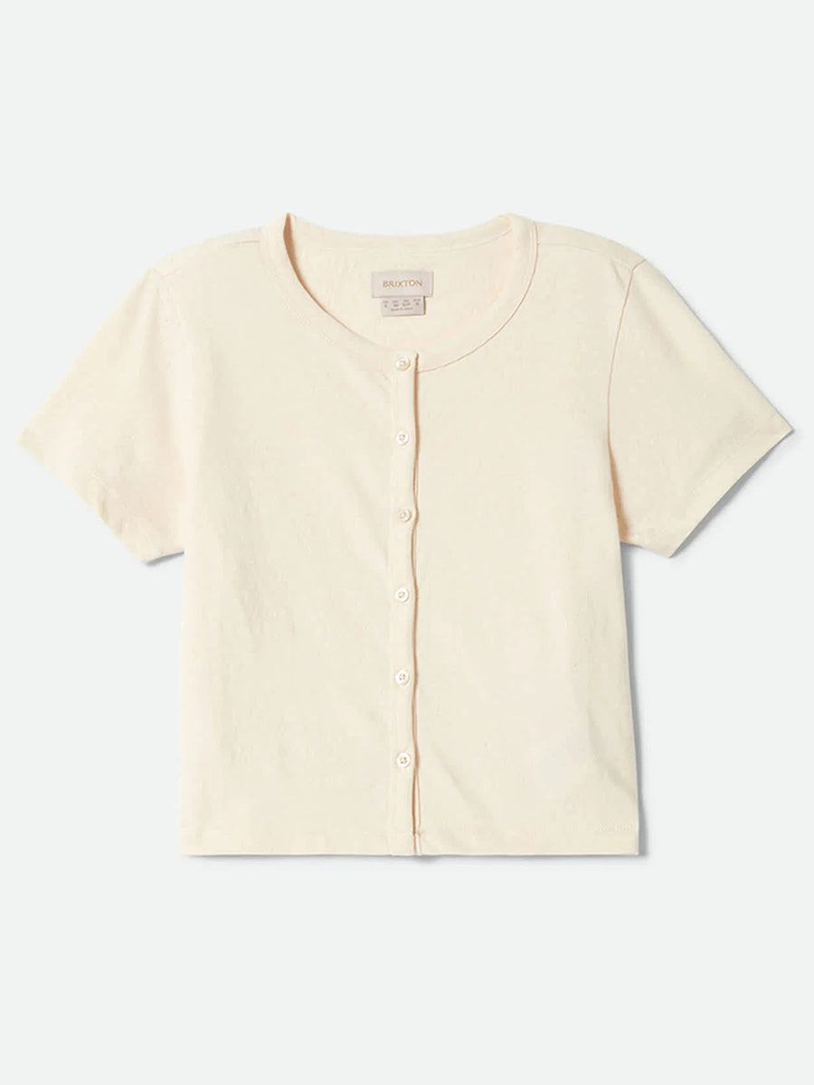 Alice Knit Short Sleeve Button-Up Shirt - Whitecap