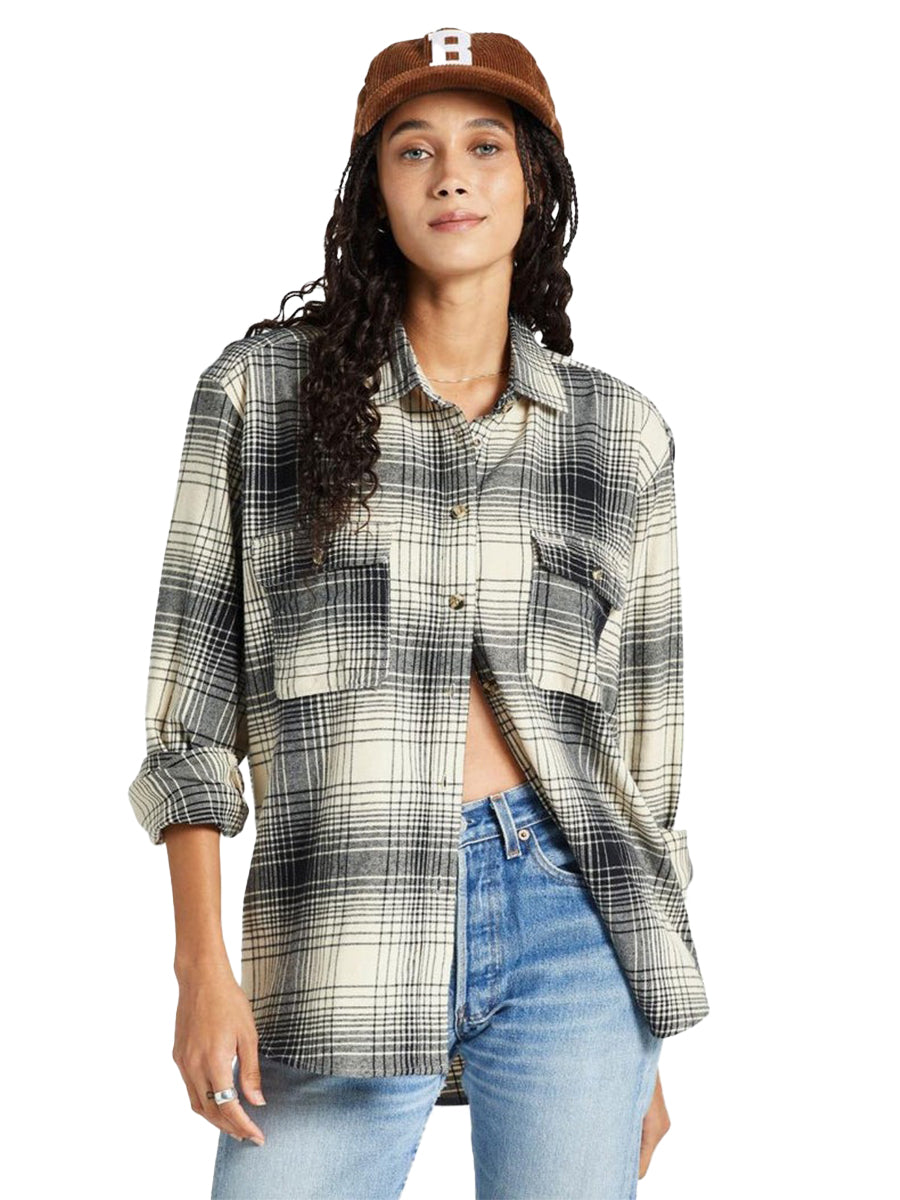 Bowery Women's BF Flannel - Biscotti & Black