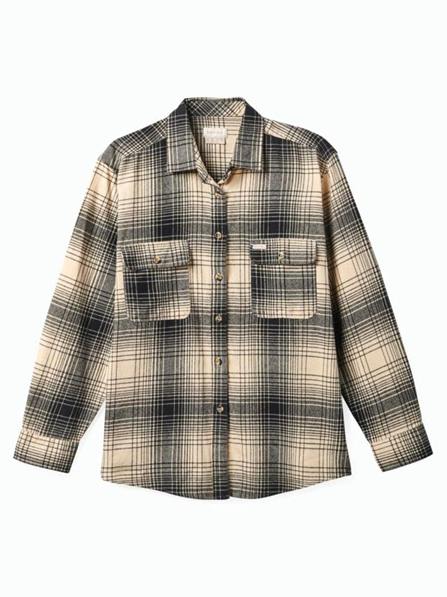 Bowery Women's BF Flannel - Biscotti & Black