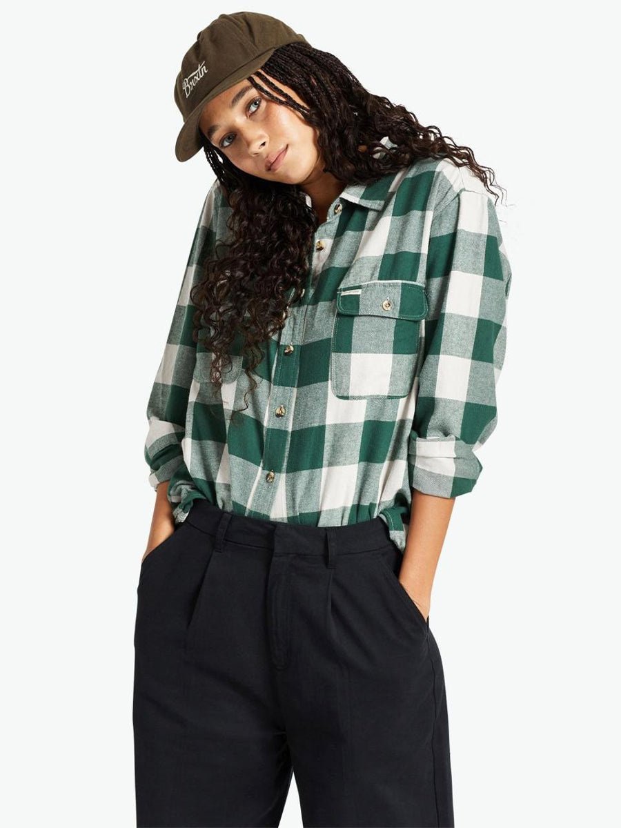 Women's Bowery BF Flannel - Pine Needle & Beige