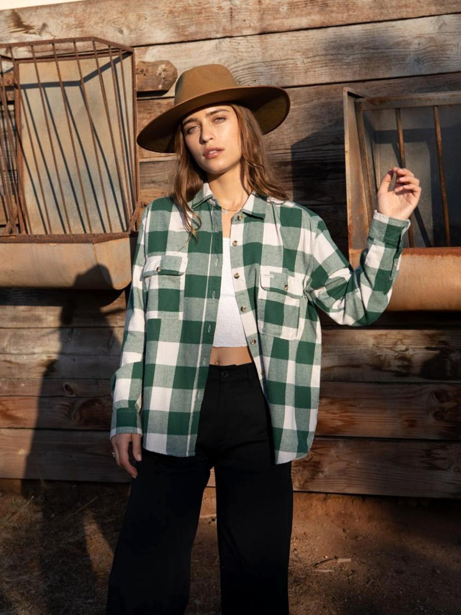 Women's Bowery BF Flannel - Pine Needle & Beige