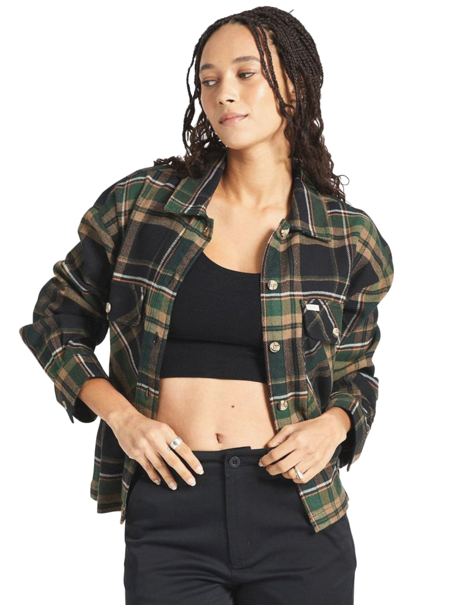 Bowery Women's Long Sleeve Flannel - Pine Needle & Black