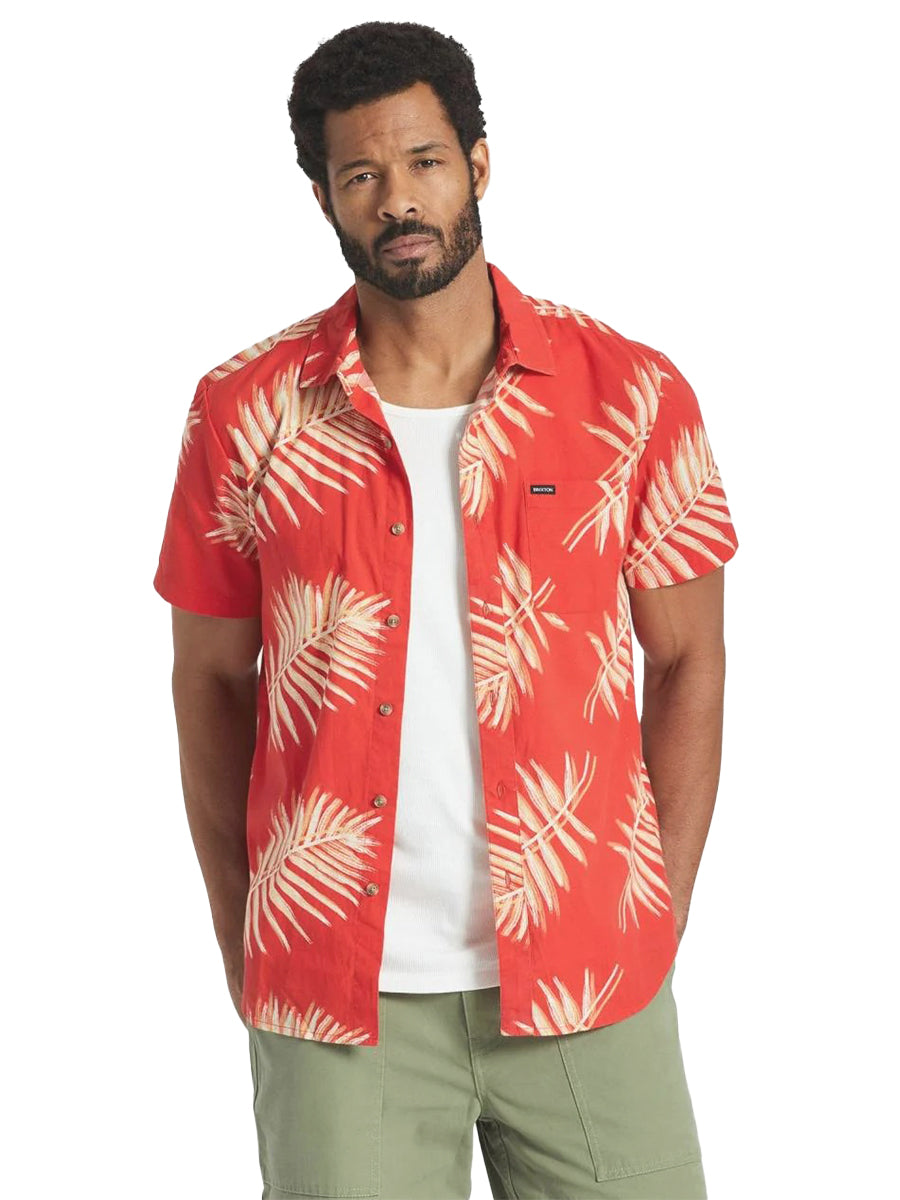 Brixton Charter Print Short Sleeve - Aloha Red Palm Leaf – COMMUNION