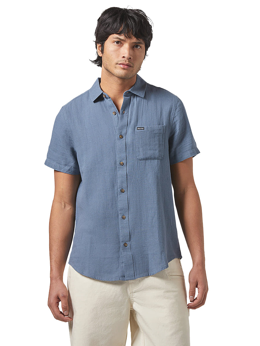 Charter Organic Cotton Short Sleeve Shirt - Azure Blue