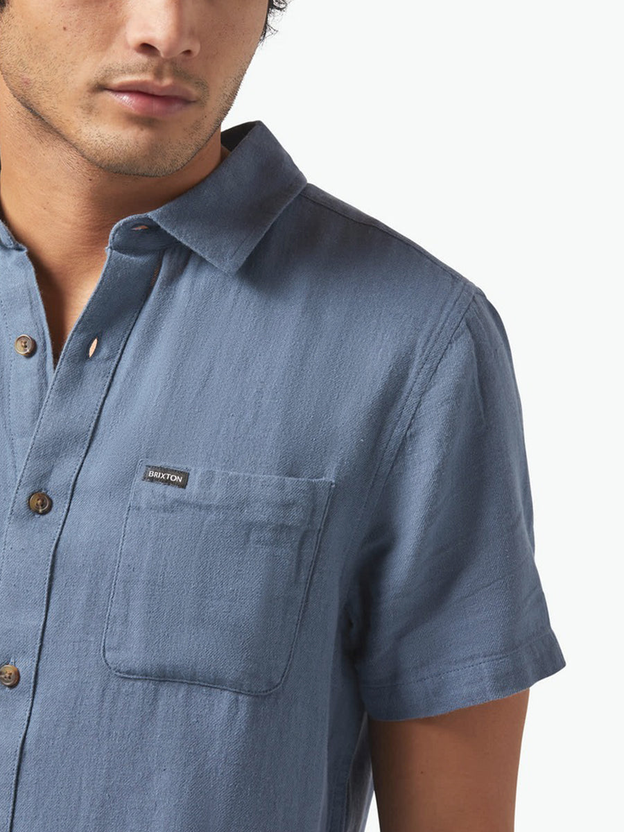 Charter Organic Cotton Short Sleeve Shirt - Azure Blue