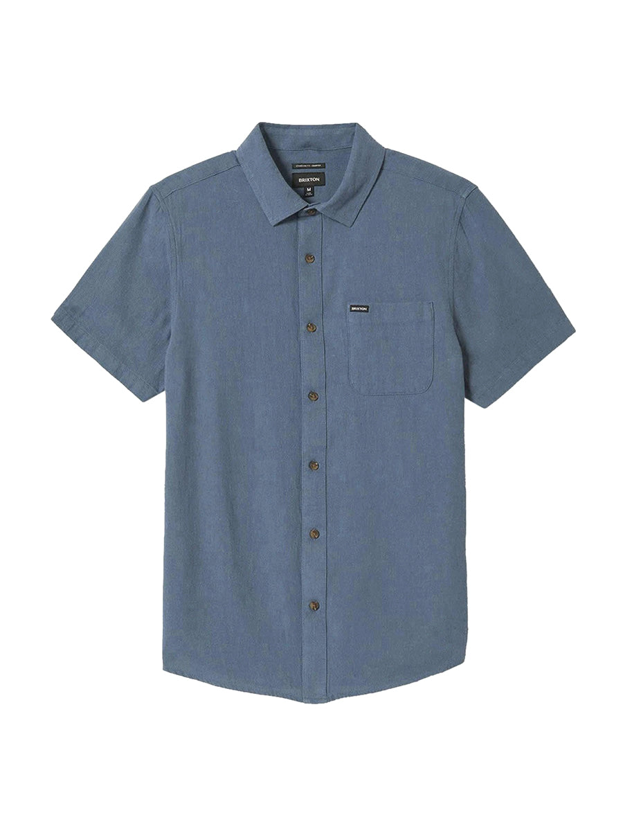 Charter Organic Cotton Short Sleeve Shirt - Azure Blue