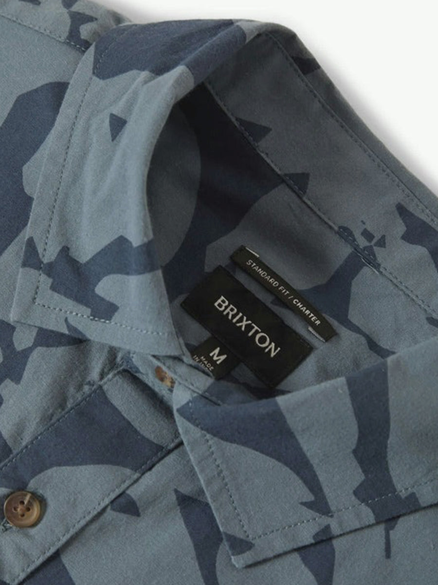 Charter Print Short Sleeve Shirt - Washed Navy & Azure Blue Floral