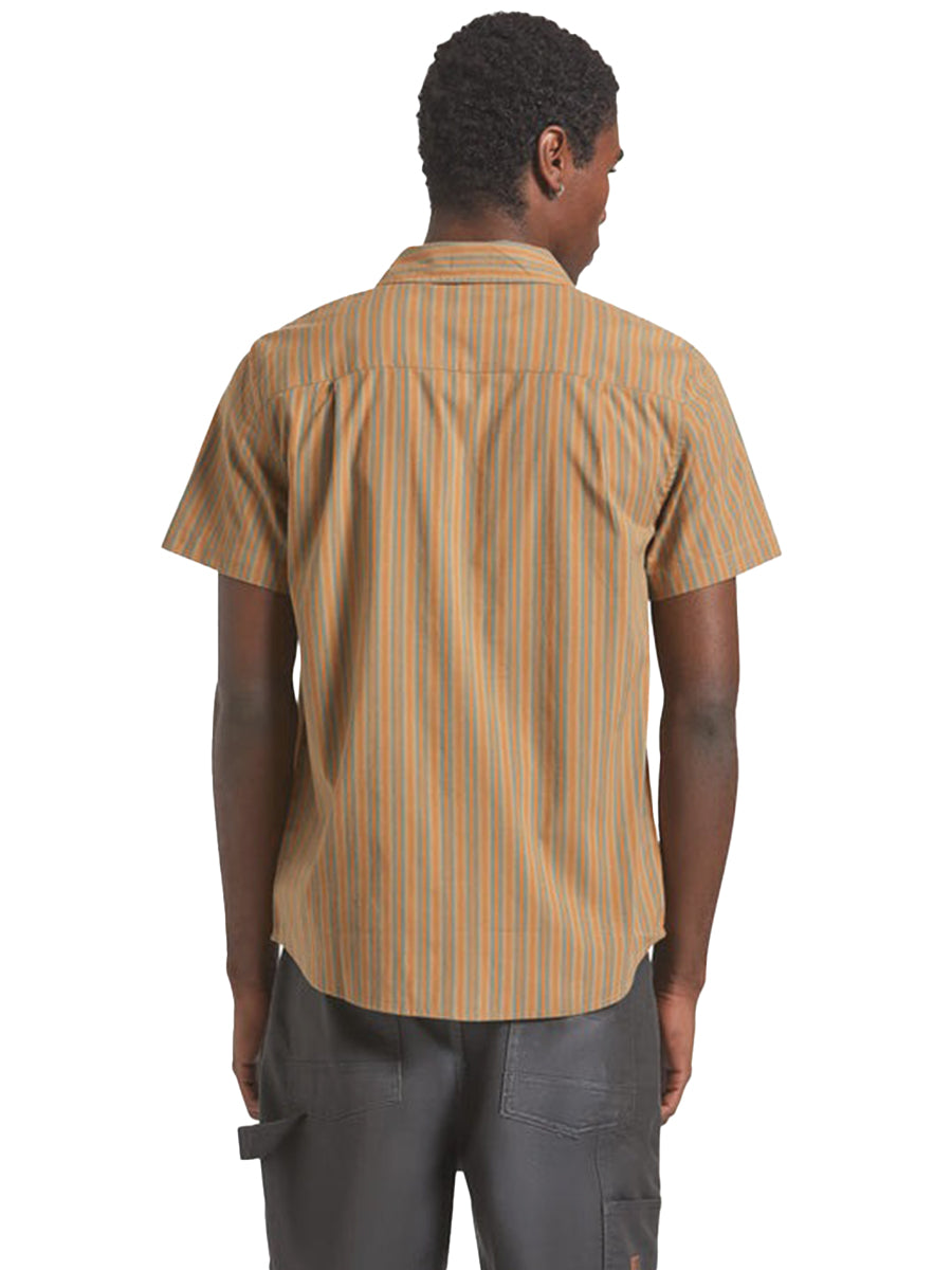 Charter Stripe Short Sleeve Shirt - Caramel & Night Sage