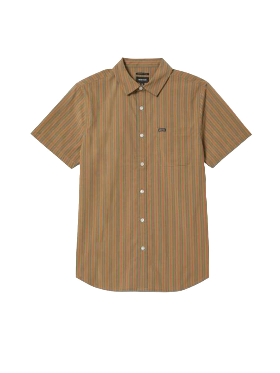 Charter Stripe Short Sleeve Shirt - Caramel & Night Sage