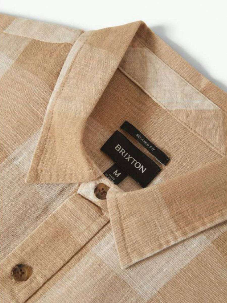 Cru Linen-Blend Short Sleeve Shirt - Off White & Sand