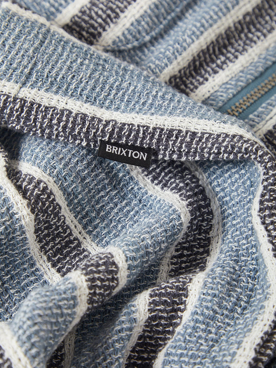 Dexter Textured Stripe Short Sleeve Shirt - Dusty Blue
