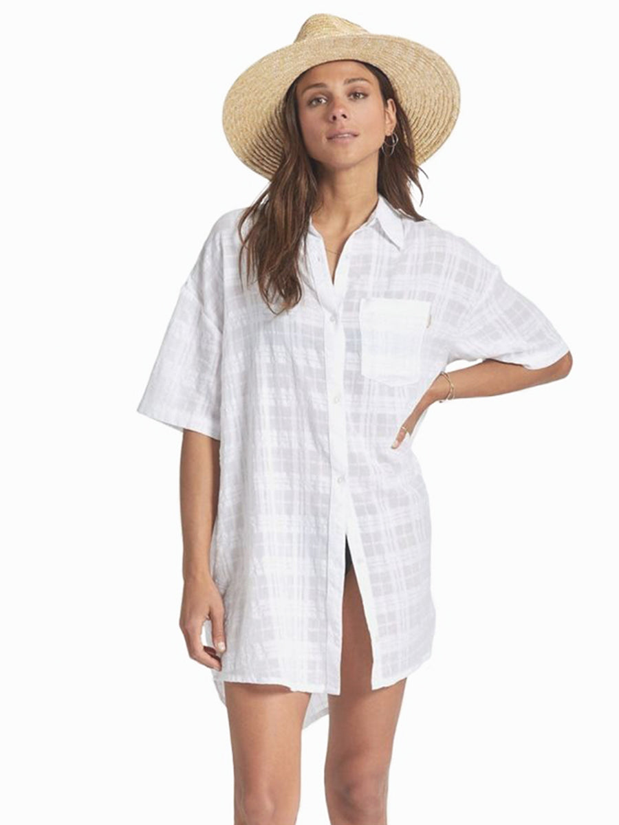 Leon Short Sleeve Shirtdress - White