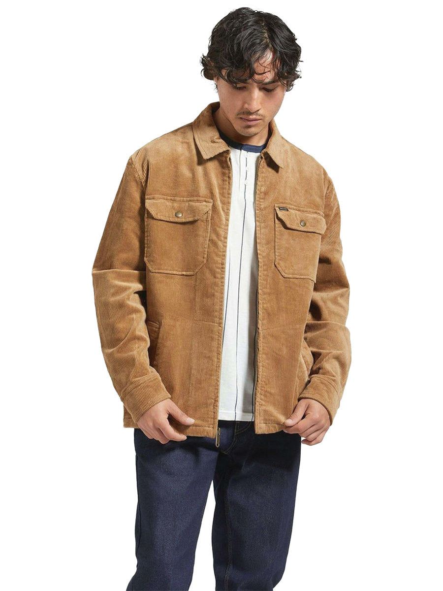 Brixton Moto Zip Jacket in Tiger s Eye Cord COMMUNION