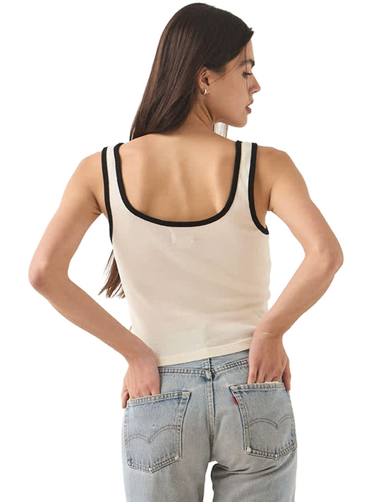 Ringer A-Tank - Off White & Black