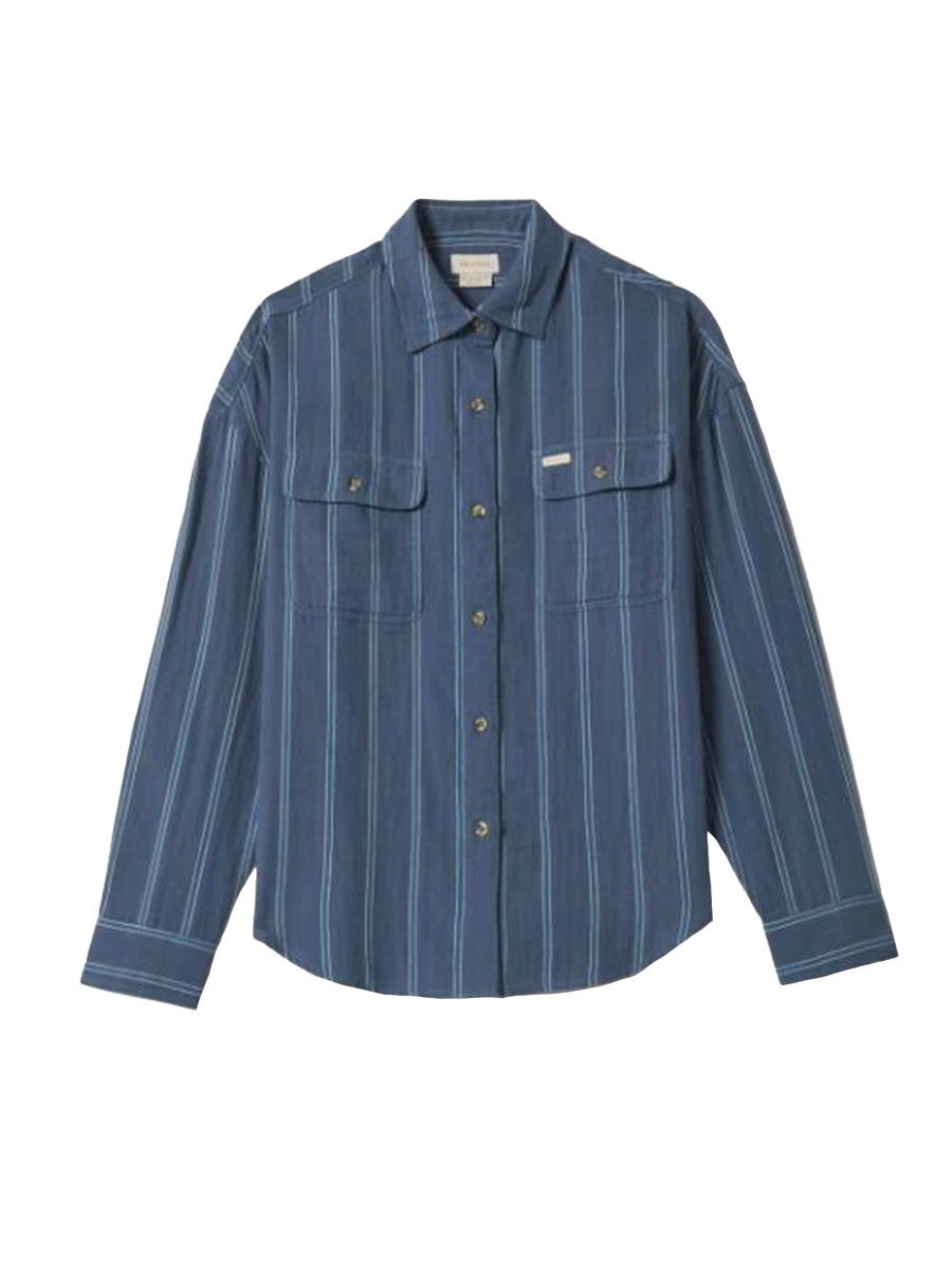 Wandering Long Sleeve Overshirt - Bering Sea & White