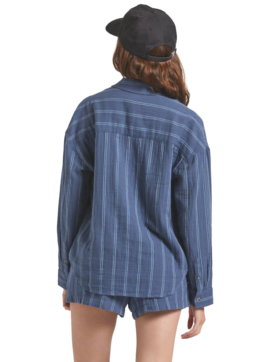 Wandering Long Sleeve Overshirt - Bering Sea & White