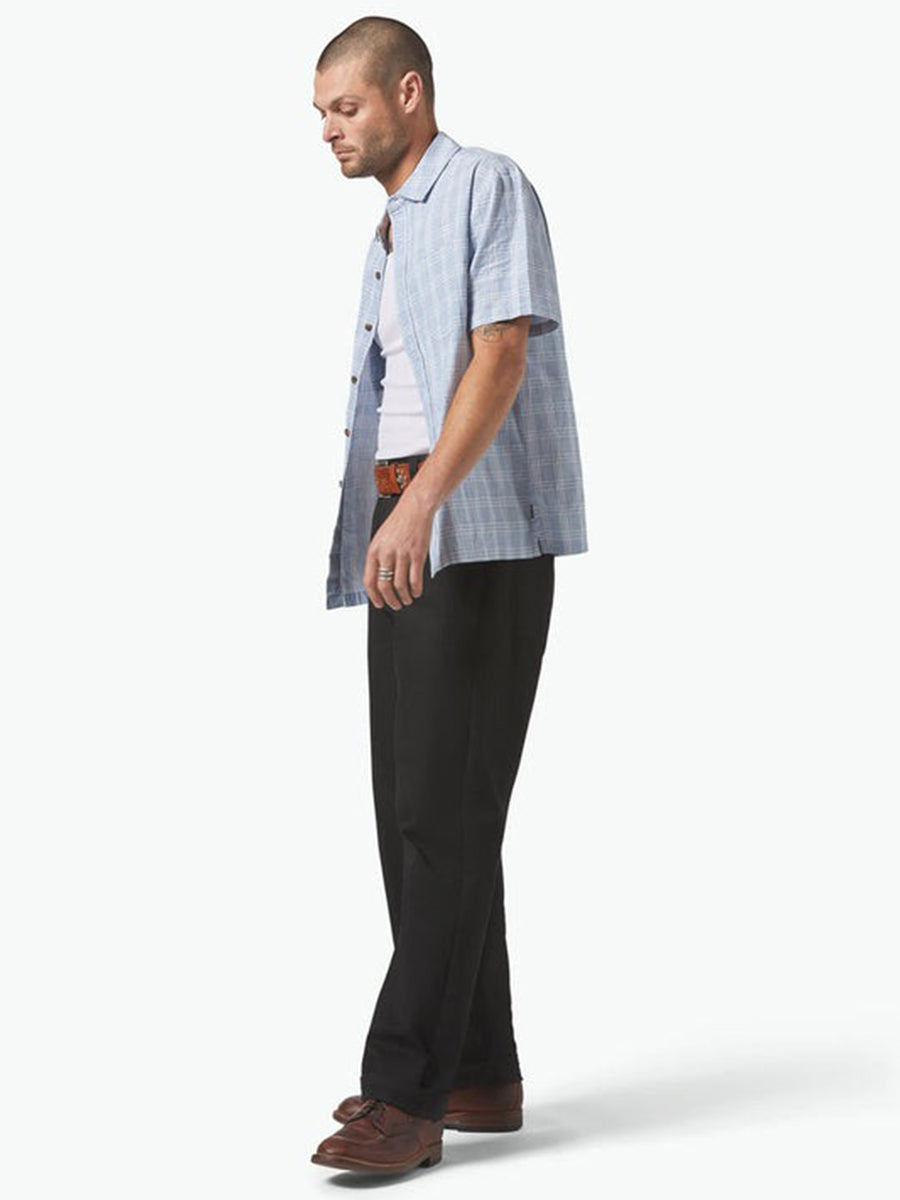 Cru Oxford Plaid Short Sleeve Shirt - Light Blue & White Plaid