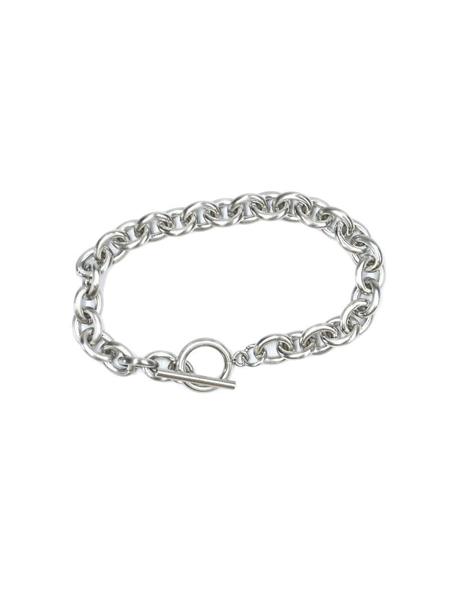 Oval Chain Bracelet with Toggle Closure - Steel