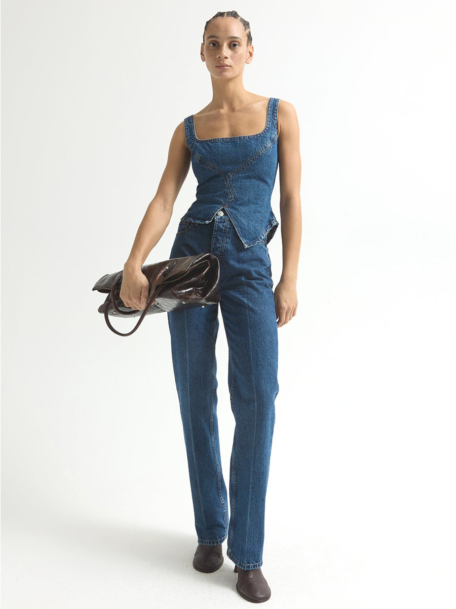 Broken Corset Top - Flat Blue