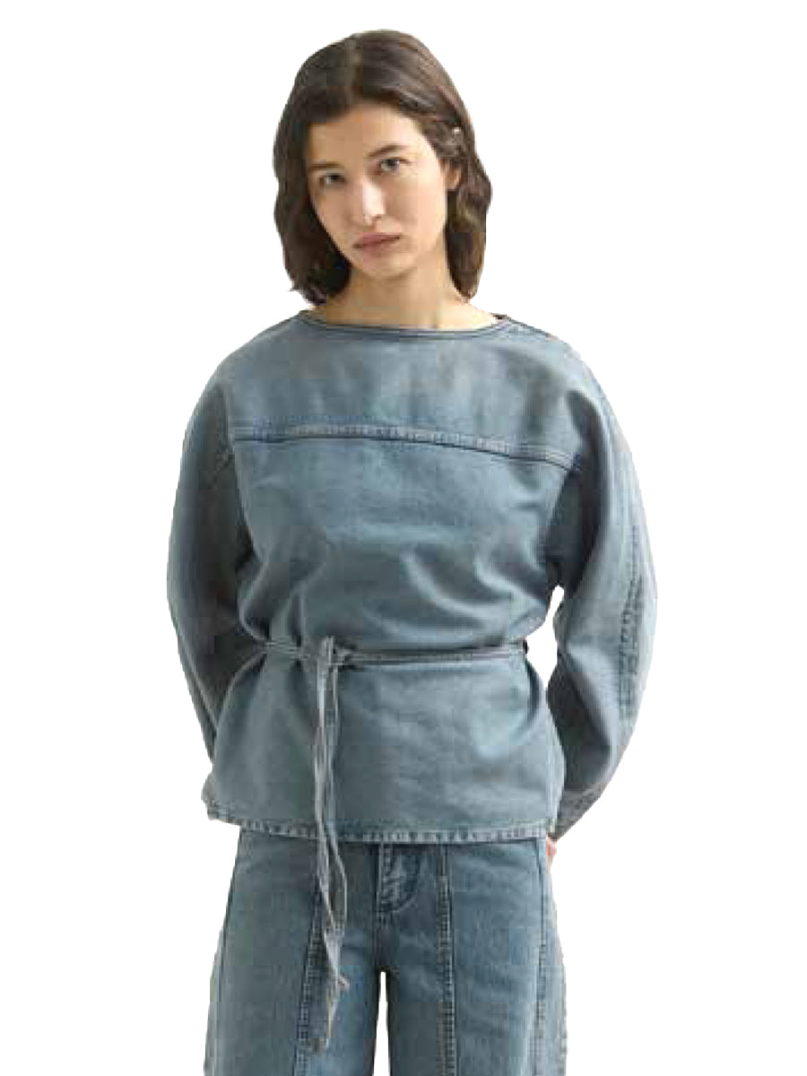 Denim Wrap Sweatshirt - Worn Ink