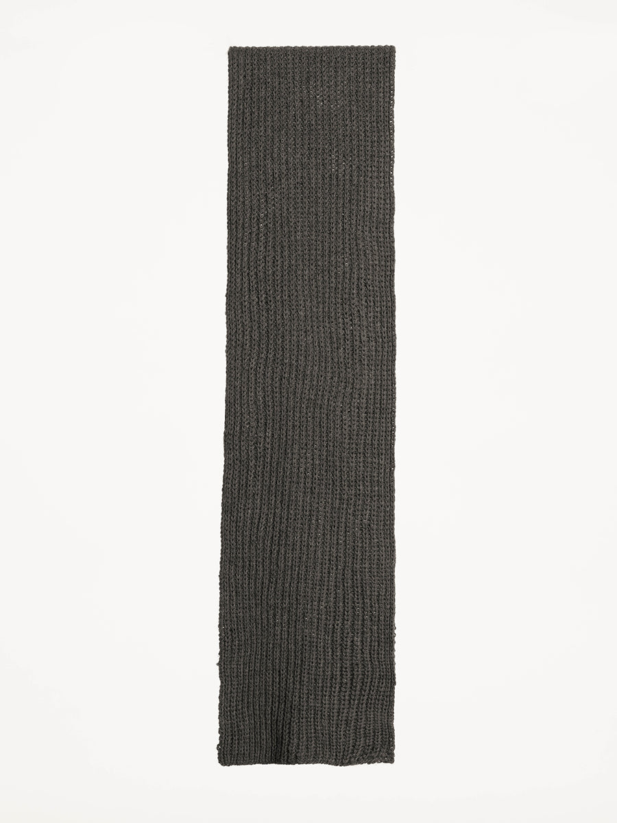 Merino Handknit Rib Scarf - Mulch