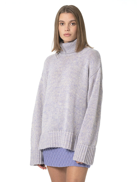 Merino Oversized Turtleneck - Digital Lavender