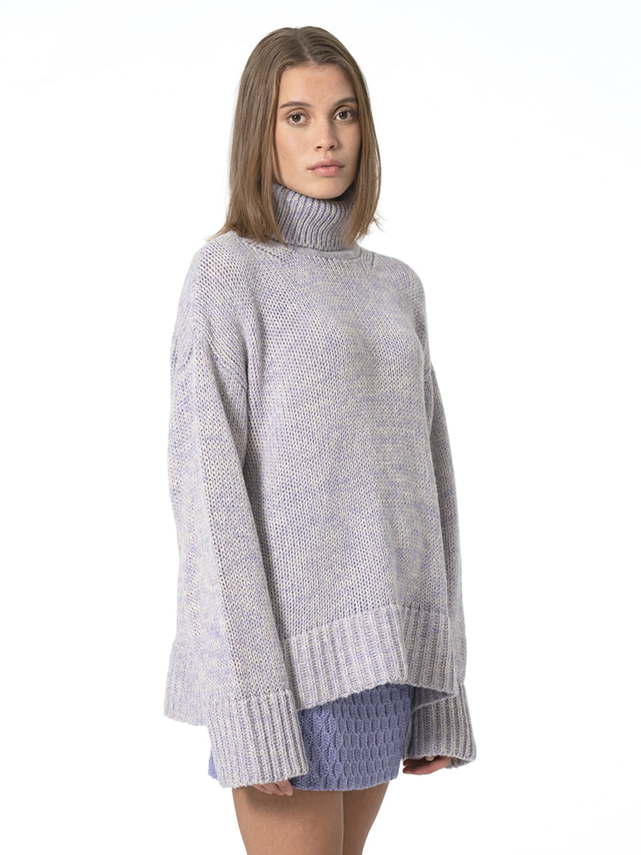 Merino Oversized Turtleneck - Digital Lavender