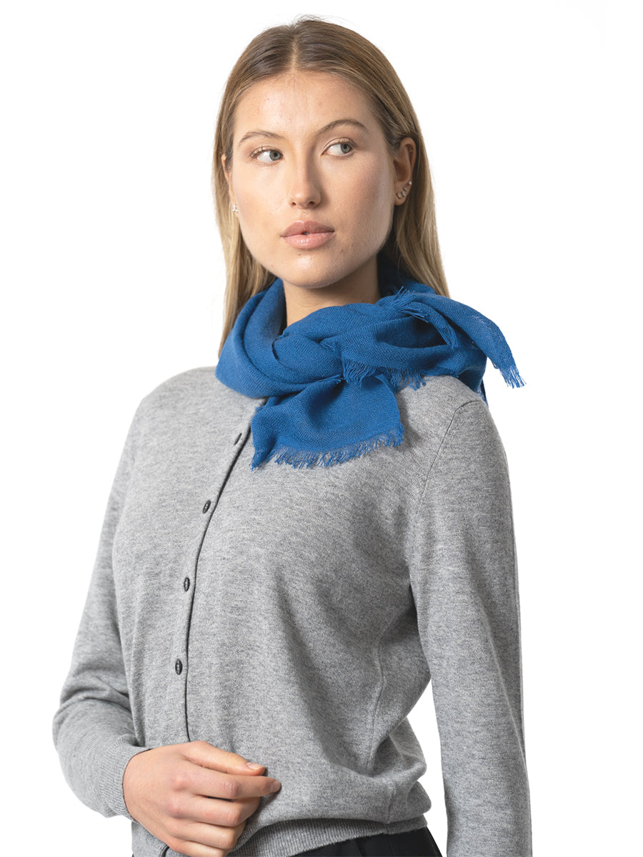 Merino Square Woven Scarf - Ocean Blue