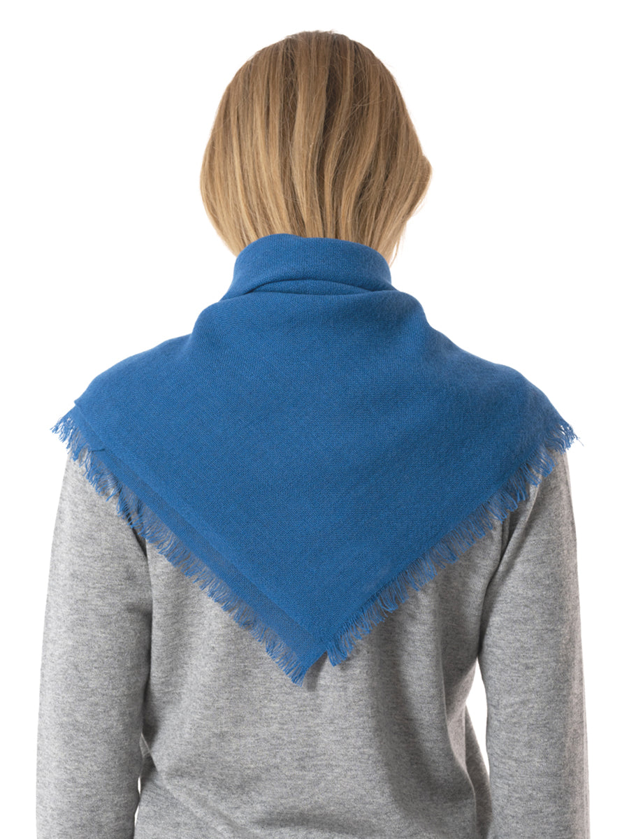 Merino Square Woven Scarf - Ocean Blue