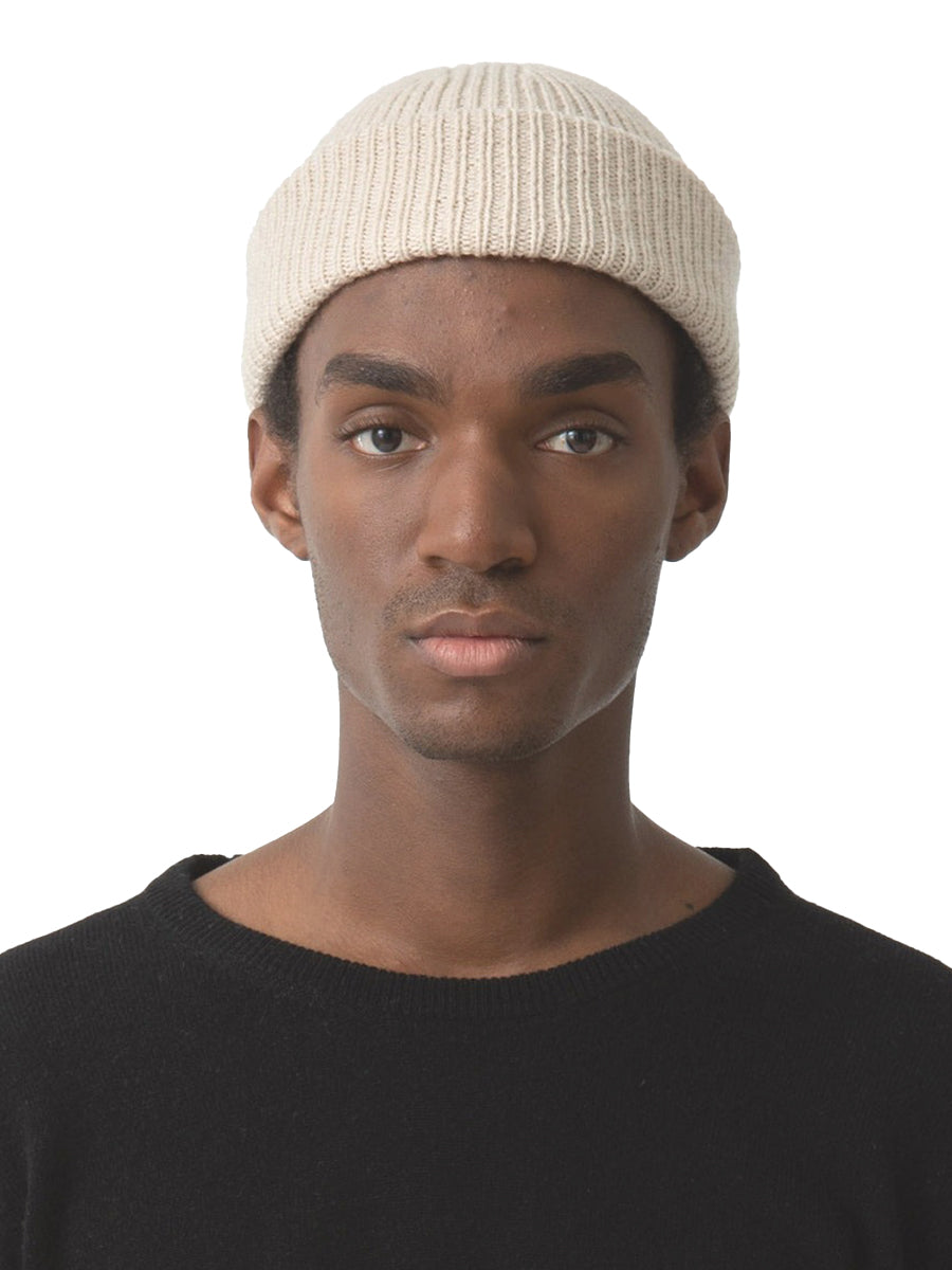 Merino Rib Hat - Almond White
