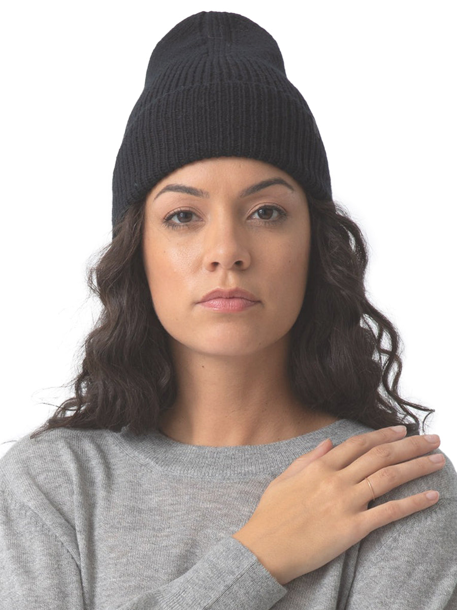 Merino Rib Hat - Black
