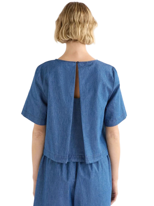 Honnor Top - Mid Blue Denim