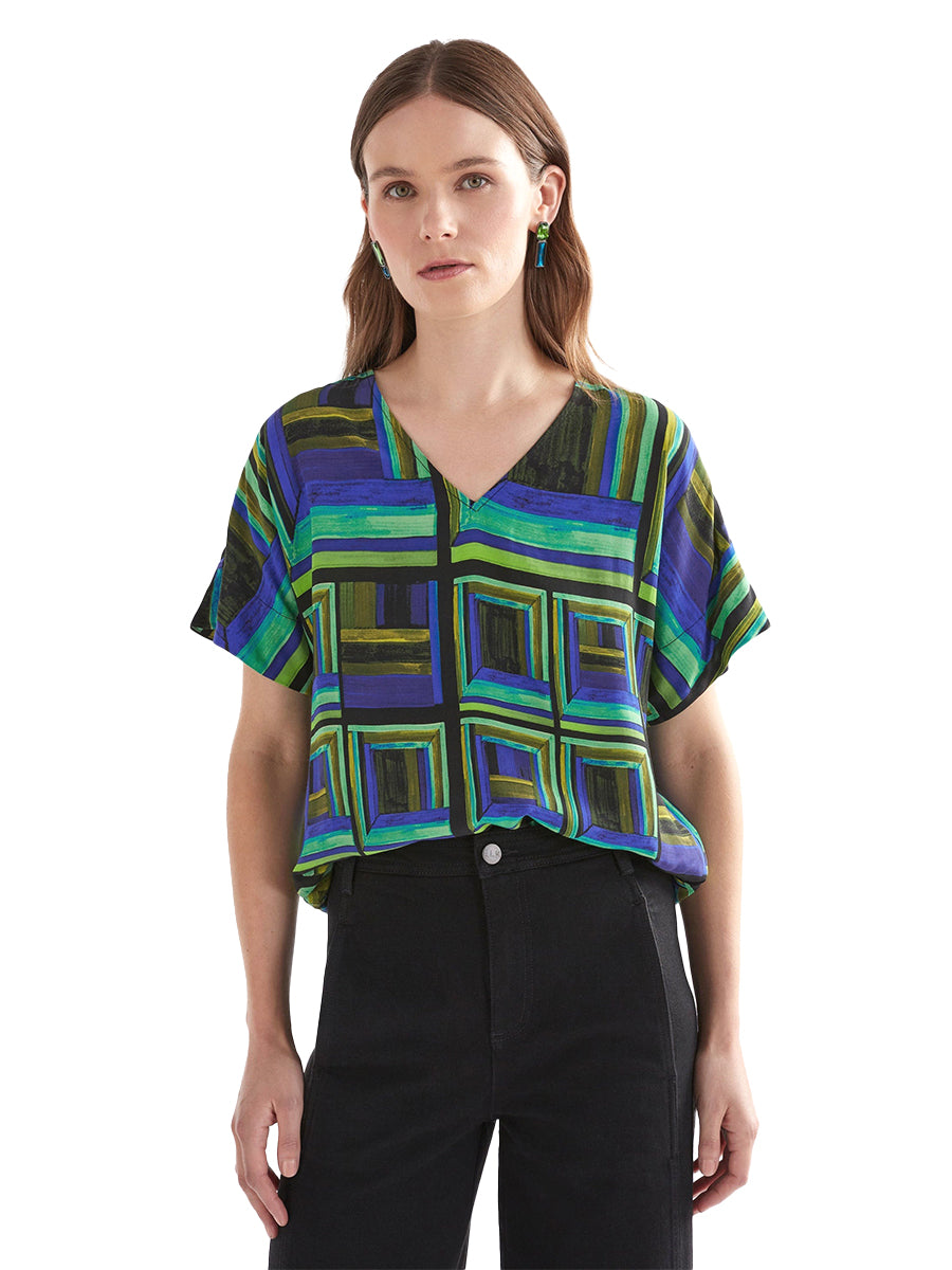Ideell V-Neck Top - Salone Print