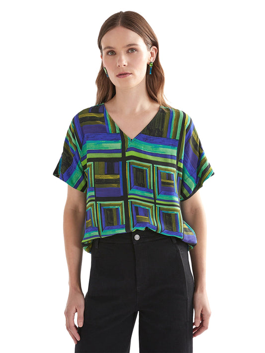 Ideell V-Neck Top - Salone Print