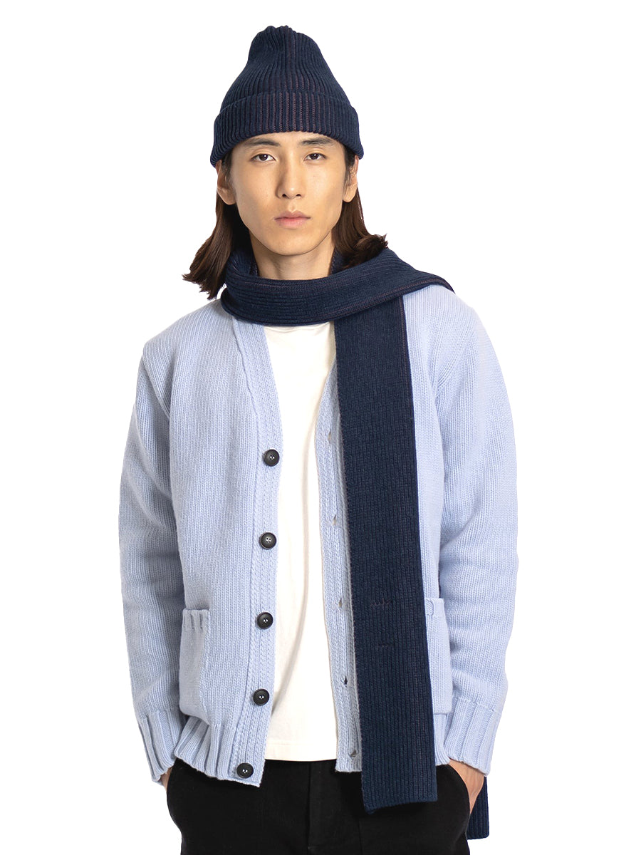 Ribbed Knit Scarf - Purple & Blue