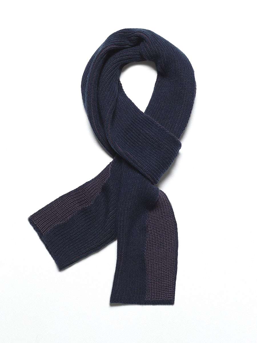 Ribbed Knit Scarf - Purple & Blue