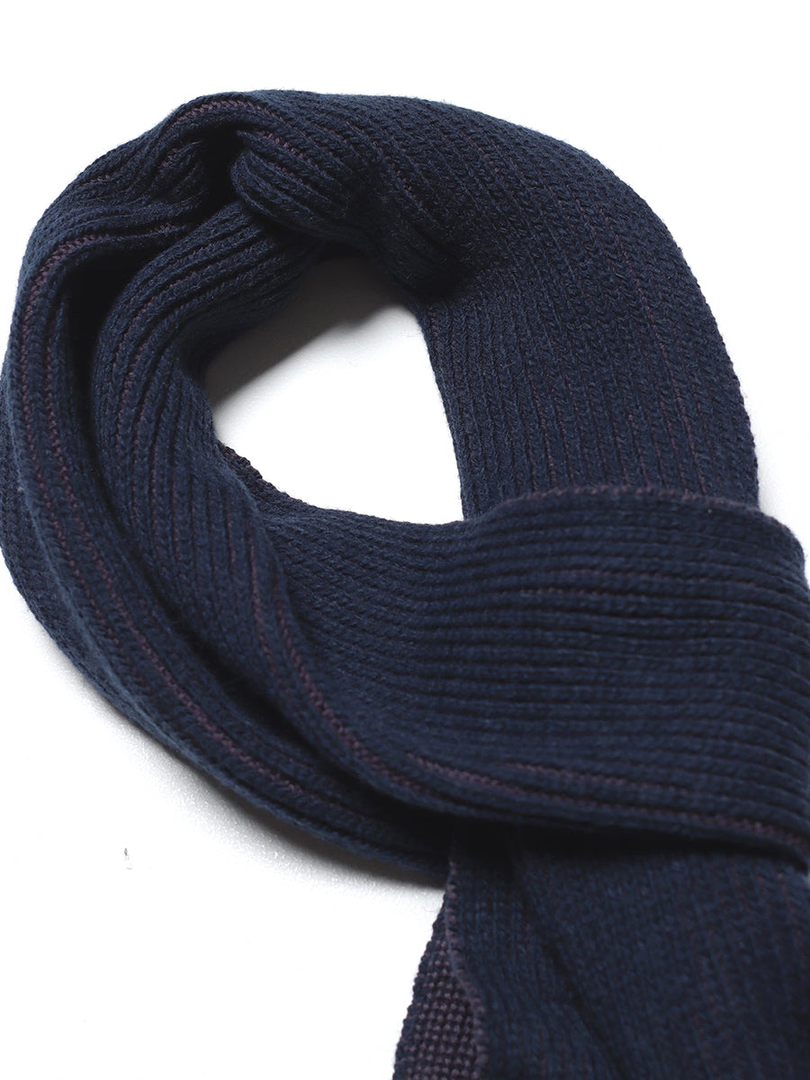 Ribbed Knit Scarf - Purple & Blue