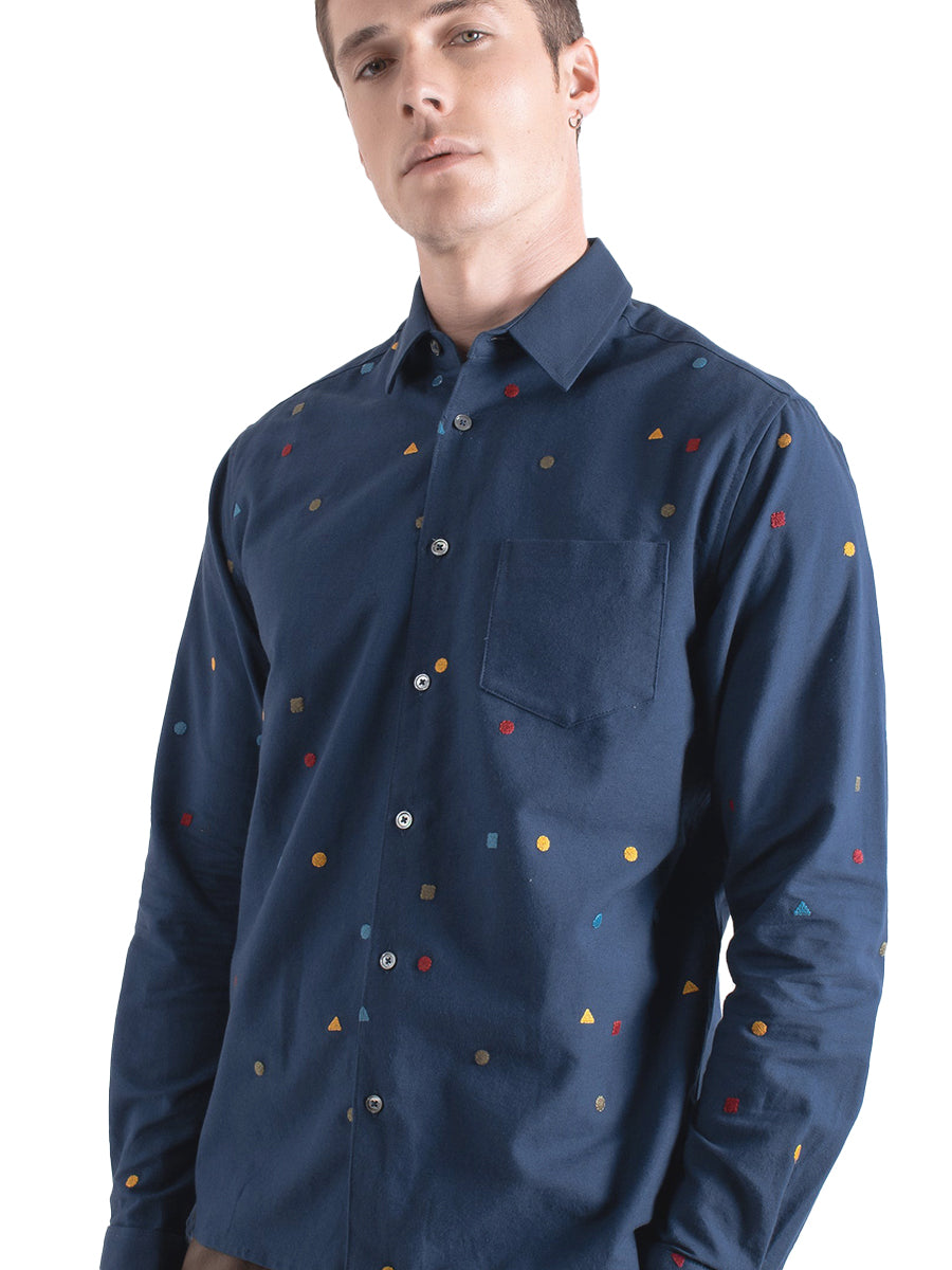 Classic Long Sleeve Shirt - Shapes Embroidery